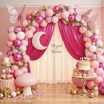 20x10ft Thick Hot Pink Glitter Backdrop Curtain Panels for Parties, Wrinkle Free Sequin Sparking Photo Backdrop Drapes, 4 Panels 5x10ft Shimmer Back Drop Cloth for Wedding Birthday Photography