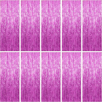 10 Pack Foil Curtain Backdrop Metallic Tinsel Foil Fringe Curtains Photo Booth Props for Birthday Wedding Engagement Baby Shower Bachelorette Christmas Holiday Celebration Party Decorations