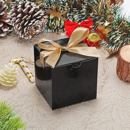 DOYIDE Small Gift Boxes, 20 Pack 5x5x5 Inch Black Elegant Paper Boxes with Ribbons, Crafting, Christmas Gift Box Wedding Party Favor, Cupcake, Candy, Bridesmaids Proposal Box