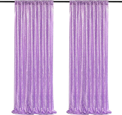 Light Purple Sequin Backdrop Curtains 2 Panels 2FTx8FT Photo Backdrop Glitter Birthday Party Curtains
