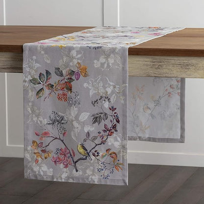 Maison d' Hermine Table Runner 100% Cotton Single Layer Table Runners 60 inches Long for Thanksgiving Christmas Decorations Home Kitchen Dining Party Wedding (Equinoxe - Grey, 14.5" x 60")