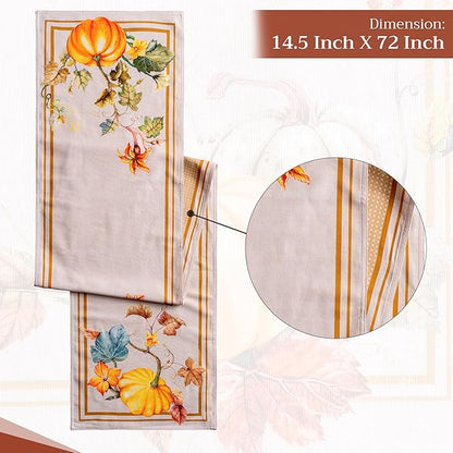 Maison d' Hermine Table Runner 100% Cotton Double Layer Table Runners 72 inches Long Decorative for Home Kitchen Dining Party Baby Shower Wedding Bridal Shower (Potiron, 14.50" x 72")