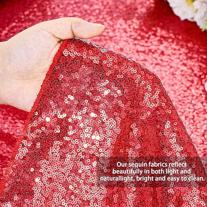 QueenDream Sequin Tablecloth 60x102 Inch Red Tablecloth Glitter Table Cloth for Bridal Shower Birthday Engagement Wedding Party Decorations