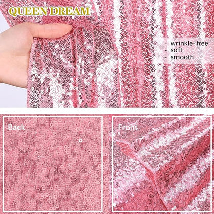 Backdrop Drapes Curtains Panels with Rod Pockets Blush Pink Sequin Party Backdrop 3 Pcs 2x8FT