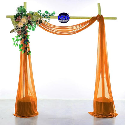 MDS Halloween Chiffon Draping Fabric - 2 Panel, 30" Wide x 50ft Long - Sheer Spooky Arbor & Canopy Drapery for Haunted House Backdrops, Party Ceilings, DIY Costumes & Themed Events - Orange