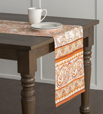 Maison d' Hermine Table Runner 100% Cotton Double Layer Table Runners 108 inches Long for Thanksgiving Christmas Decorations Home Kitchen Dining Party Wedding (Palatial Paisley, 14.5" x 108")