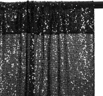 Eternal Beauty Black Sequin Backdrop, 6x8 Ft Halloween Glitter Background Curtains for Shimmer Photography Party Wedding Birthday Back Drop Decor