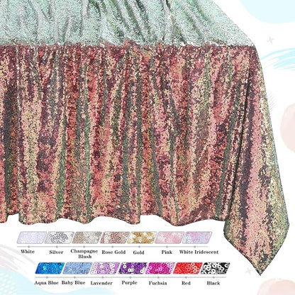 QueenDream Sparkly Sequin Tablecloth - Black GoldTable Cloth 50x80 Inches Rectangle Table Overlay Fabric for Birthday Parties Baby Shower Decoration