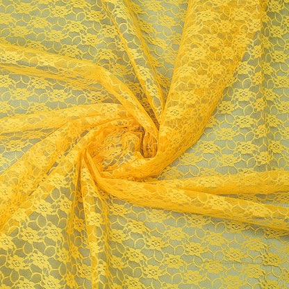 MDS Pack of 15 Wedding 12 x 108 inches Lace Table Runner for Wedding, Decorations for Birthday Parties, Banquets, Graduations, Engagements, and Runners fit Rectangle, Round Table- Yellow Gold