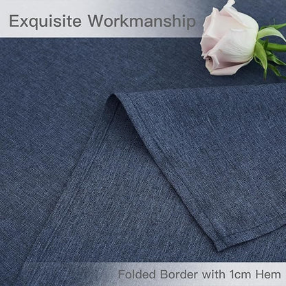 maxmill Rectangle Linen Texture Tablecloth Stain Proof Waterproof Wrinkle Free Washable Dining Table Cloth Wipeable Fabric Table Cover for Dining Room Farmhouse Tablecloths, 60 x 120 Inch, Navy Blue