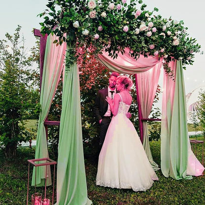4 Panels Wedding Arch Draping Fabric 28"x 20Ft Chiffon Wedding Arch Drape Chiffon Fabric Drape Sheer Backdrop Curtain for Nuptials Party Ceremony Birthday Reception Backdropn Ceiling Decor(Sage Green)