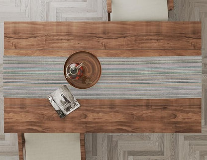 Ruvanti 100% Cotton Table Runner 108 Inches Long, Non-Slip, Stain Resistant, Washable & Reusable Table Runners Perfect for Wedding, Parties, Christmas, Holiday, in-Door use - Color More