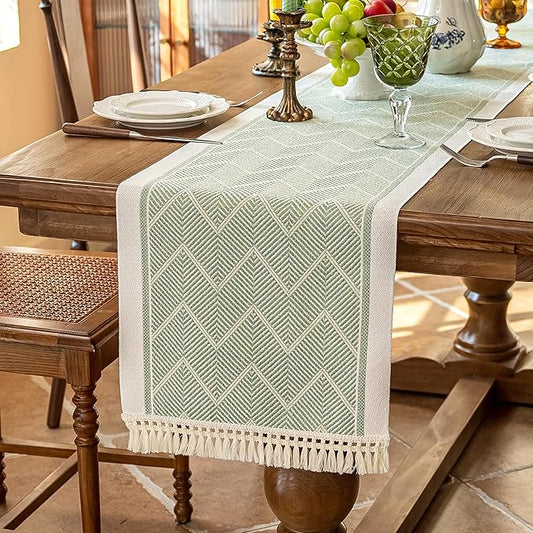 Table Runners 83 Inches,Waterproof Boho Table Runner with Tassel Fringe,Table Runner for Party Coffee Table
