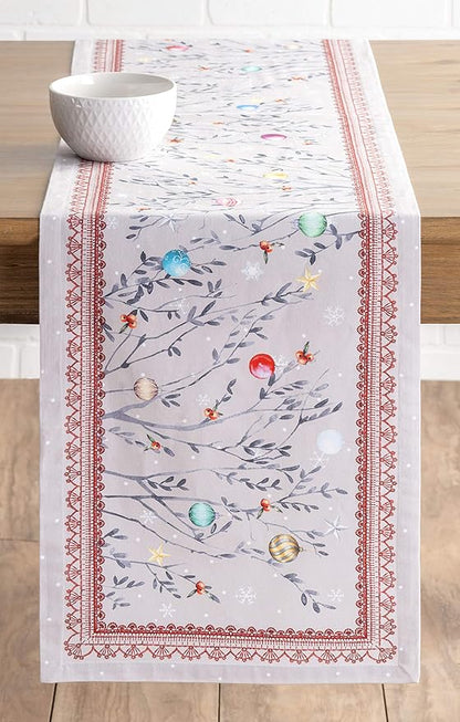Maison d' Hermine Table Runner 100% Cotton Single Layer Table Runners 72 inches Long for Thanksgiving Christmas Decorations Home Kitchen Dining Party Wedding (Fairy Christmas, 14.5" x 72")