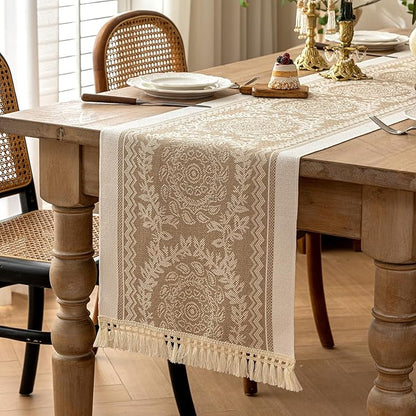 Table Runners 72 Inches Long Waterproof Boho Table Runner with Tassel Fringe,Table Runner for Party Coffee Table