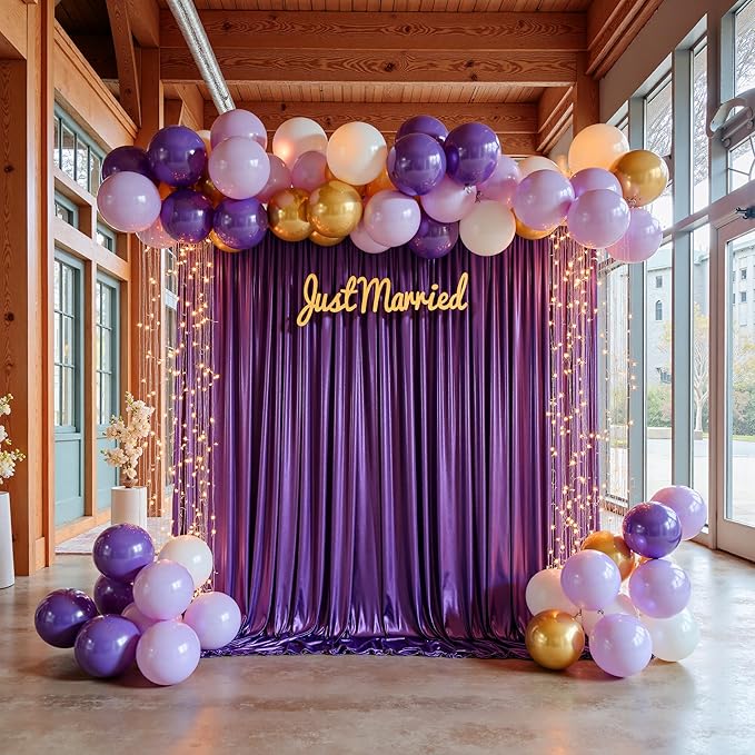 20x10ft Thick Purple Glitter Backdrop Curtain Panels for Parties, Wrinkle Free Sequin Sparking Photo Backdrop Drapes, 4 Panels 5x10ft Shimmer Back Drop Cloth for Wedding Birthday Photography