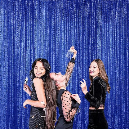Sugargirl Navy Blue Sequin Backdrop Curtain 4 Panels 2FTx8FT Glitter Navy Blue Background Drapes Sparkle Photography Backdrop for Party Wedding Birthday Wall Decoration
