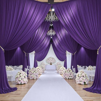 CO-AVE Wrinkle Free Purple Backdrop Curtains for Party Background, Purple Photo Curtains Backdrop Drapes 2 Panels Back Drop Cloth for Wedding Birthday Photography Baby Shower Decor,10ftx10ft