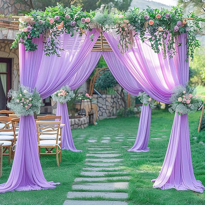 Lavender Wedding Arch Draping Fabric Purple Sheer Wedding Arch Drapes for Ceremony Bridal Party 19Ft Length x 28" Width 2 Panel