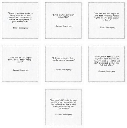 Five Star Napkins Hemingway Quotes, White Cotton Cocktail Napkins, Beverage Napkins, Bar Napkins, Cloth Napkins, Party Napkins, Events, Holidays, Weddings, Birthdays, Disposable, 4.5" x 4.5"- (50x)