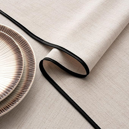 MIULEE Natural-Black Linen Tablecloth 60x84 Inch Rectangle Table Cloth Waterproof,Stain Resistant & Wrinkle Resistant for Dining Party Wedding