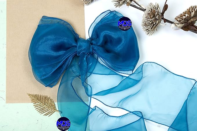 MDS Pack of 300 PCS Organza Chair Sashes Wider Dining Chair Bows Ribbon Tie Back for Wedding Party Birthday Bridal Shower Reception Event Banquet Home Chair Cover Decoration - Dark Teal