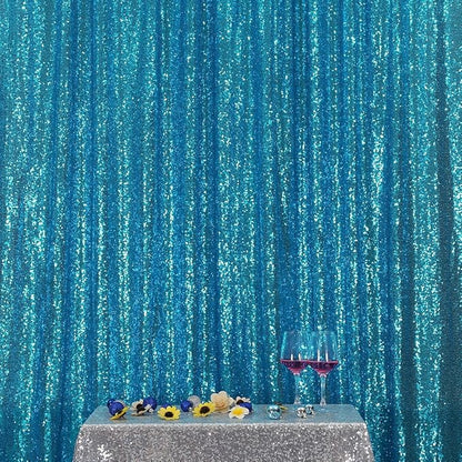 Poise3EHome 6FT x 8FT Turquoise Sequin Photography Backdrop Curtain for Party Decoration