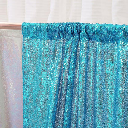 Poise3EHome 6FT x 8FT Turquoise Sequin Photography Backdrop Curtain for Party Decoration