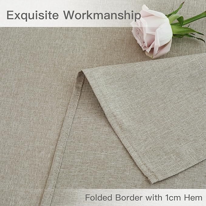 maxmill Linen Textured Rectangular Tablecloth Water Resistant Wrinkle Free Spill-Proof Stain Proof Table Cloth for Dining Room Decoration, Banquet Party Wedding Holiday Dinner, 52 x 84 Inch Linen