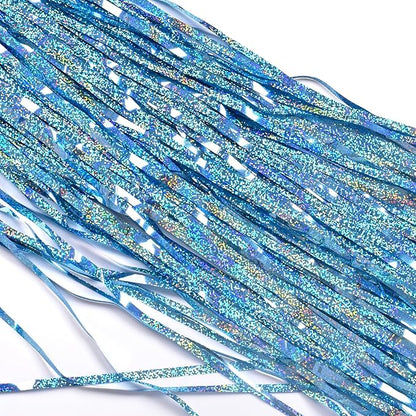 BRAVESHINE Light Blue Tinsel Foil Fringe Curtains - 2Pcs 3.2x8.2 ft Metallic Holiday Photo Booth Backdrop for Easter Birthdays Mermaid Frozen Sea Bachelorette Party Streamers Decorations