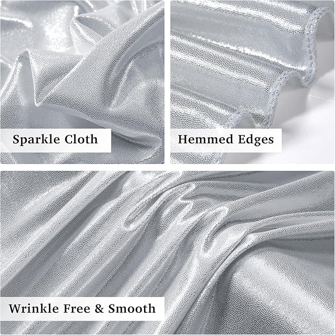 10ftx10ft Sequin Silver Backdrop Curtain for Parties, Wrinkle Free Thick Glitter Photo Backdrop Drapes 2 Panels 5x10FT Shimmer Back Drop Cloth for Wedding Birthday Christmas Photography Background