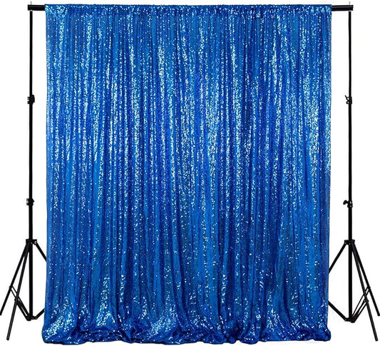 ShinyBeauty 20ftx10ft Sequins Fabric Backdrop Curtain-Royal Blue
