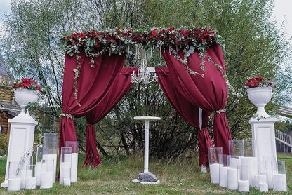 6 Panels Burgundy Wedding Arch Drapery 28" x20Ft Wedding Arch Draping Fabric Chiffon Fabric Drape Sheer Backdrop Curtain for Weddings Party Swag Ceremony Birthday Arbor Drapery Reception Ceiling Décor
