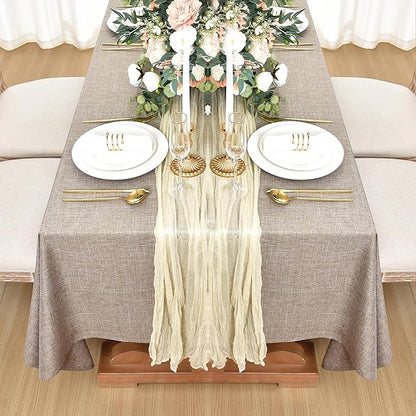 Fitable Faux Linen Tablecloths for Rectangle Tables: Water & Stain Resistant Farmhouse Table Cloth, Washable Burlap Textured Table Covers for Kitchen Dining Party(2 Pack, 60x84 Inch, Nature)
