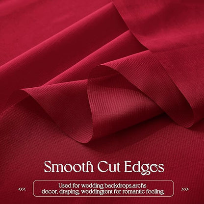 VACVELT Wedding Arch Draping Fabric - Burgundy Chiffon, 1 Panel Sheer Drapes, 30 Inch x 20ft Chiffon Backdrop Curtain, Outdoor Sheer Drapery for Ceremony Party Ceiling