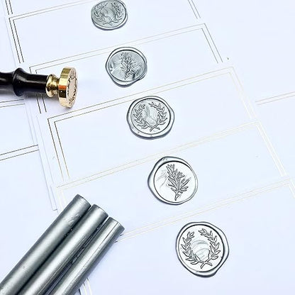 UNIQOOO Mailable Glue Gun Sealing Wax Sticks for Wax Seal Stamp - Metallic Silver, Great for Christmas Cards, Wedding Invitations, Cards Envelopes, Snail Mails, Wine Packages, Gift Ideas, Pack of 8