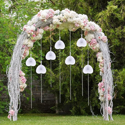 Aodaer 100 Pack Heart Shaped Folding Fans White Paper Fans Handheld Fans with Plastic Handles for Party, Wedding, Anniversary Decoration
