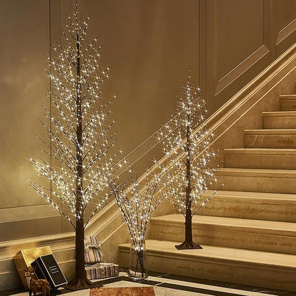 BAOLITVINE Lighted Branches Brown 32IN 200 Warm White Fairy Lights, Lighted Willow Branches with Timer, Dimmer for Home Bedroom Fireplace Christmas Decoration Inside Outdoor