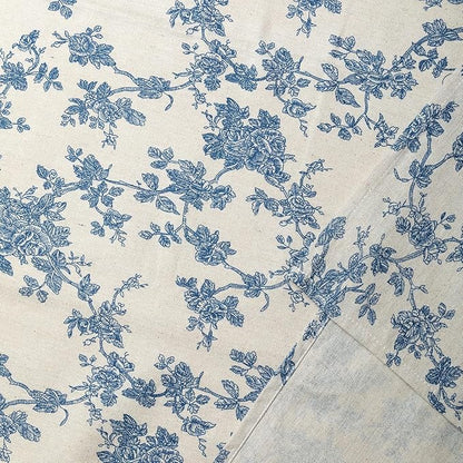 Pastoral Square Tablecloth - 40 x 40 Inch - Beige Linen Table Cloth - Washable Table Cover with Dust-Proof Wrinkle Resistant for Restaurant, Picnic, Indoor and Outdoor Dining, Floral (Dark Blue)