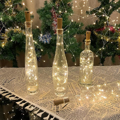 6-Pack LED Bottle Lights with Dual Battery Pack, 6.6ft 20 LEDs, Twice The Runtime, Warm White for Indoor & Outdoor Christmas Décor.(6 Pack, Warm White（Dual Battery Pack）)