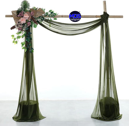 MDS Halloween Chiffon Draping Fabric - 2 Panel, 30" Wide x 40ft Long - Sheer Spooky Arbor & Canopy Drapery for Haunted House Backdrops, Party Ceilings, DIY Costumes & Themed Events - Olive Green
