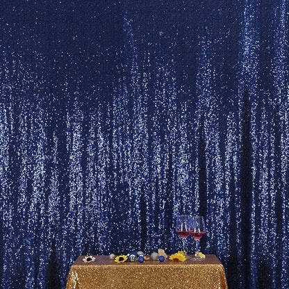 Poise3EHome 7FT x 7FT Sequin Photography Backdrop Curtain for Party Decoration, Navy Blue