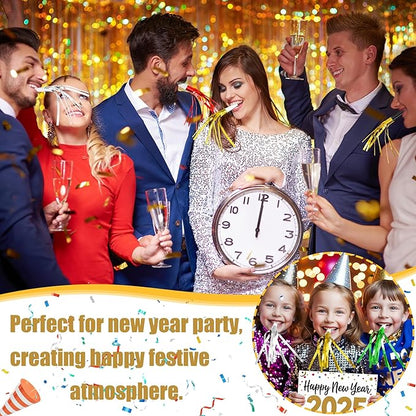 12 Pcs Glitter Noise Makers Metallic Fringed Party Blower for Adults Birthday Graduation New Years Party Favors Supplies (Gold and Silver)