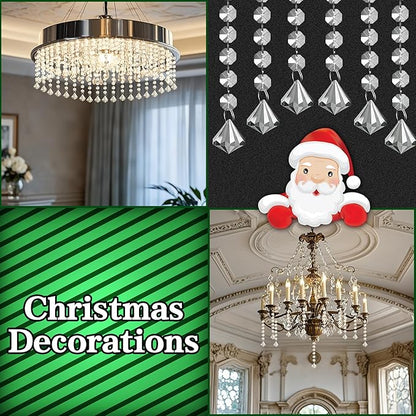 50 Pack Hanging Crystals - Clear Acrylic Prisms Pendant Ornaments for Christmas Tree, Centerpieces, Chandelier, Window & Home Decor, Ideal for Weddings, Parties Decorations (Diamond)