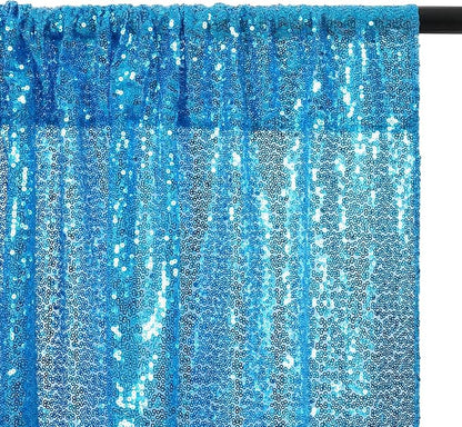 Eternal Beauty Turquoise Sequin Backdrop, 8x8 Ft Glitter Background Curtains for Shimmer Photography Party Wedding Birthday Back Drop Decor