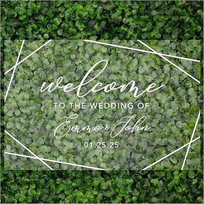 Andaz Press Custom Large Wedding Acrylic Sign, 16 x 24 Inches, Geometric Welcome, Personalized Sign, Welcome Sign For Modern Wedding Theme Wedding Decorations
