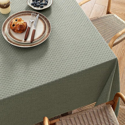 MIULEE Olive Green Linen Cottton Table Cloth Rectangle Tablecloth Waterproof Spillproof Cross-Star Textured Table Cltoth Decorative Farmhouse Style for Dining Party Weddings 60x120 Inch