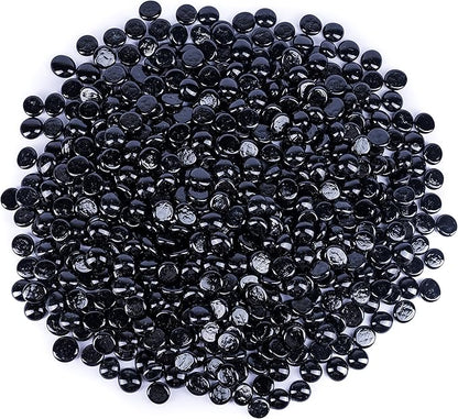 Galashield Flat Glass Marbles for Vases Black Glass Gems Beads Pebbles Vase Filler (5 LBS, Approx. 540 PCS)