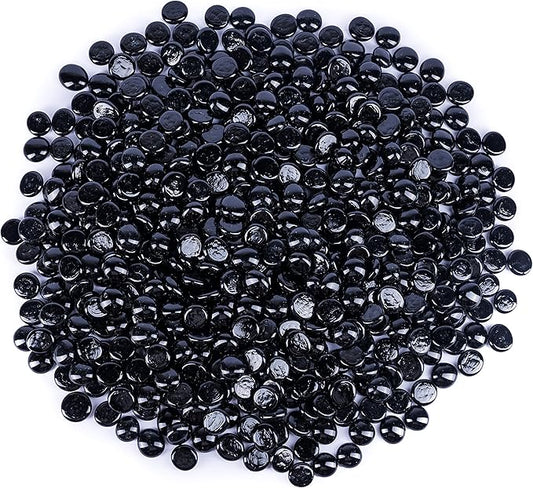 Galashield Flat Glass Marbles for Vases Black Glass Gems Beads Pebbles Vase Filler (5 LBS, Approx. 540 PCS)