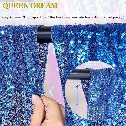 4 Pack Royal Blue Curtains 2ftx8ft Sequin Backdrop Drapes for Birthday Wedding Party Photo Backdrop Decorations